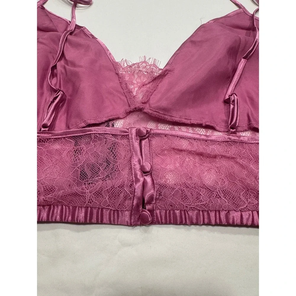 NEW Frederick's of Hollywood Delphine Satin Lace Sleep Set‎ Plus 1X Pink NWT